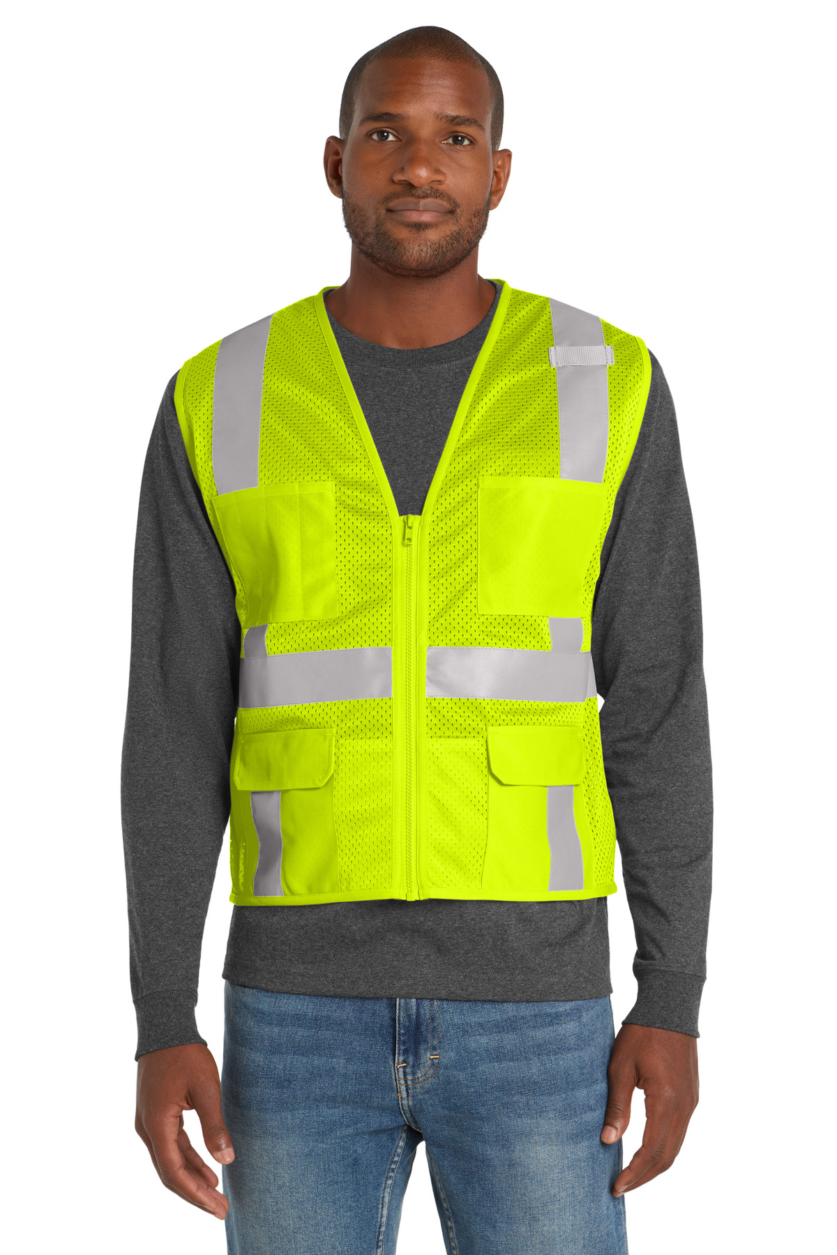 CornerStone ANSI 107 Class 2 Mesh Six-Pocket Zippered Vest. CSV104