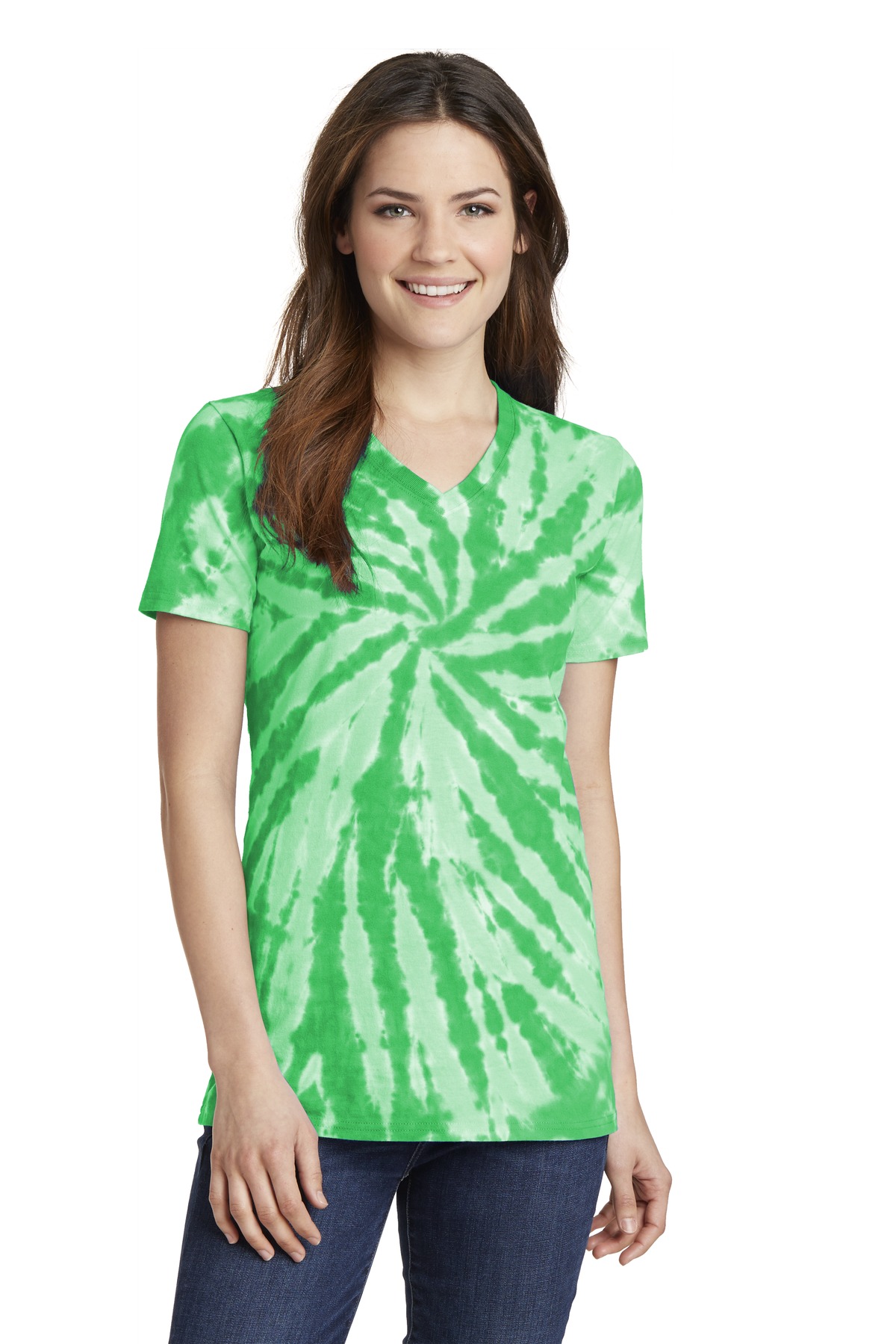 Port & Co Women's Tie-Dye V-Neck Tee. LPC147V