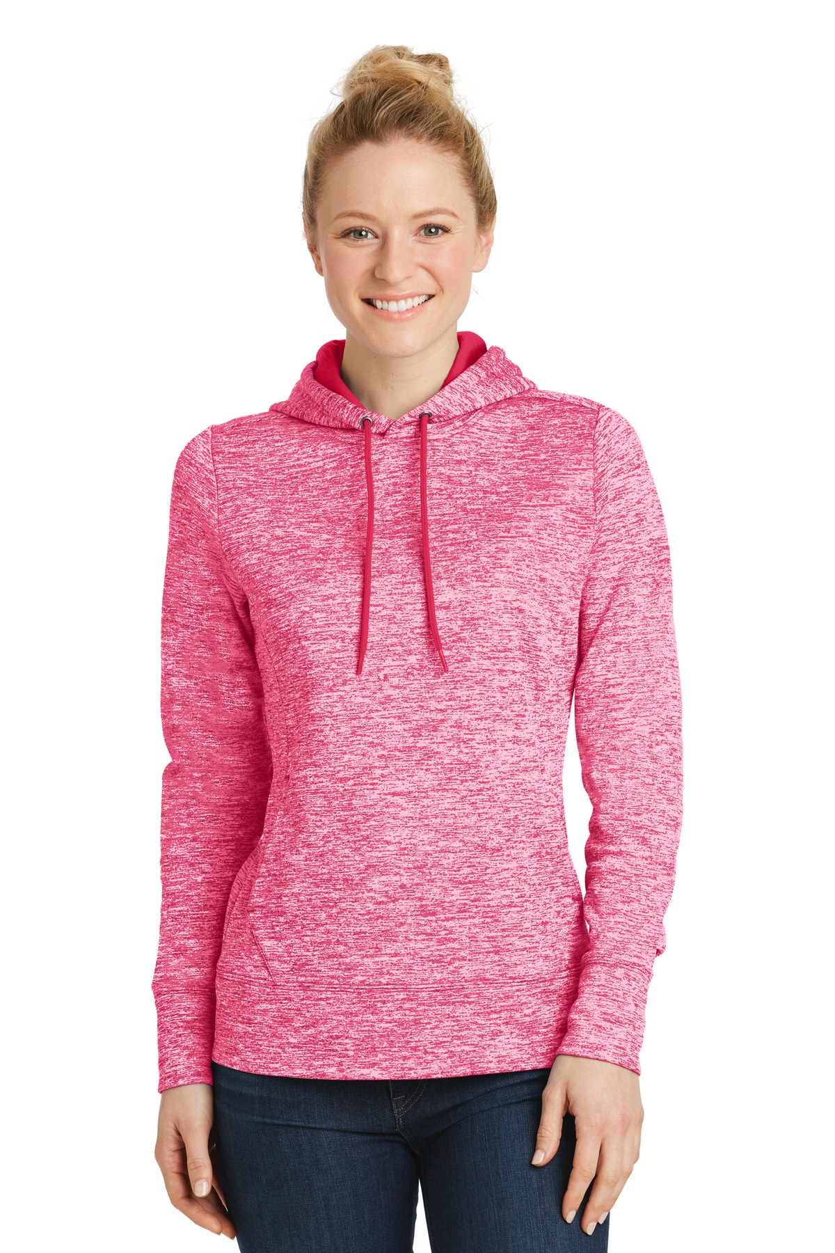 Sport-Tek Women's PosiCharge Electric Heather Fleece Hooded Pullover. LST225