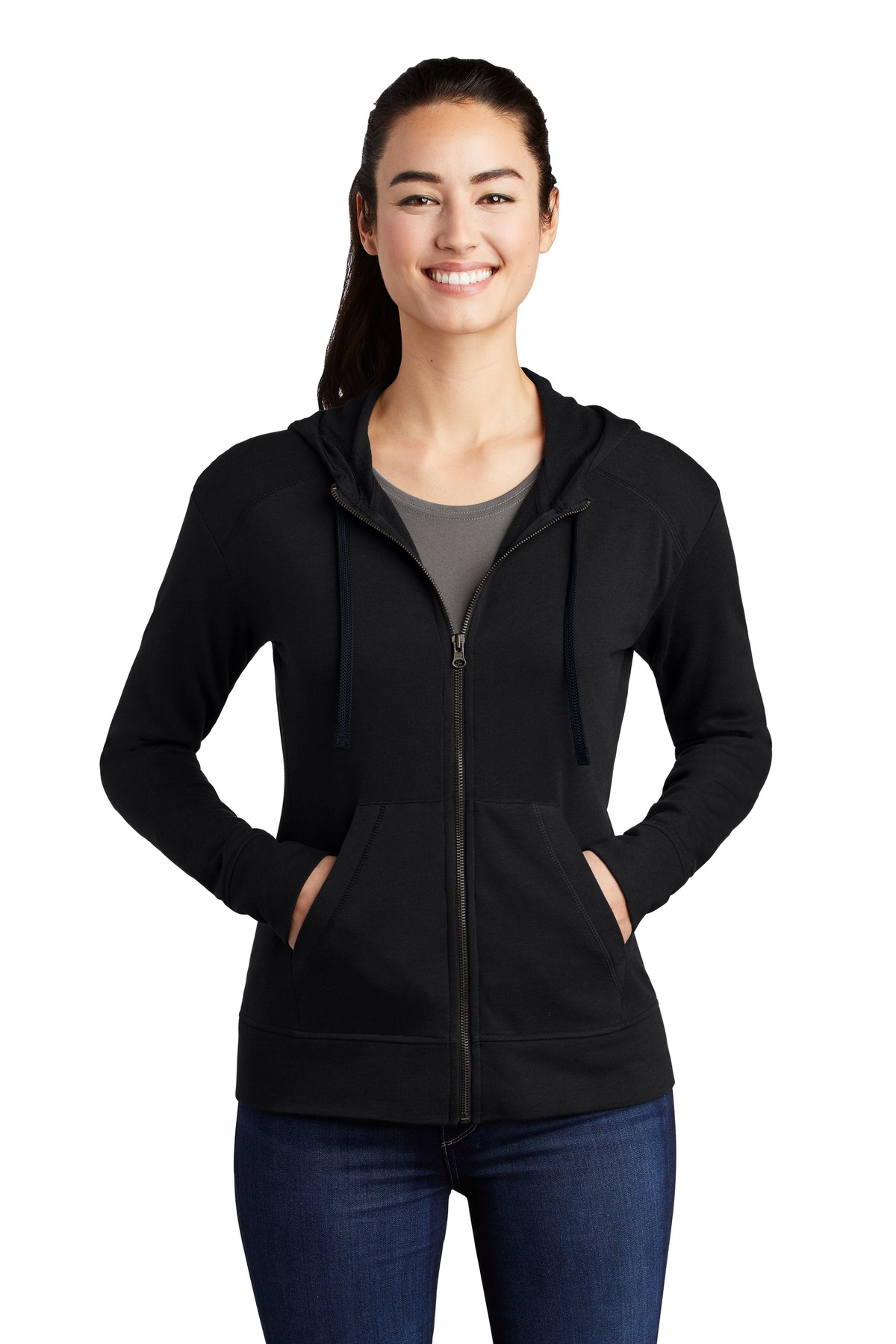 Sport-Tek  Women's PosiCharge  Tri-Blend Wicking Fleece Full-Zip Hooded Jacket LST293