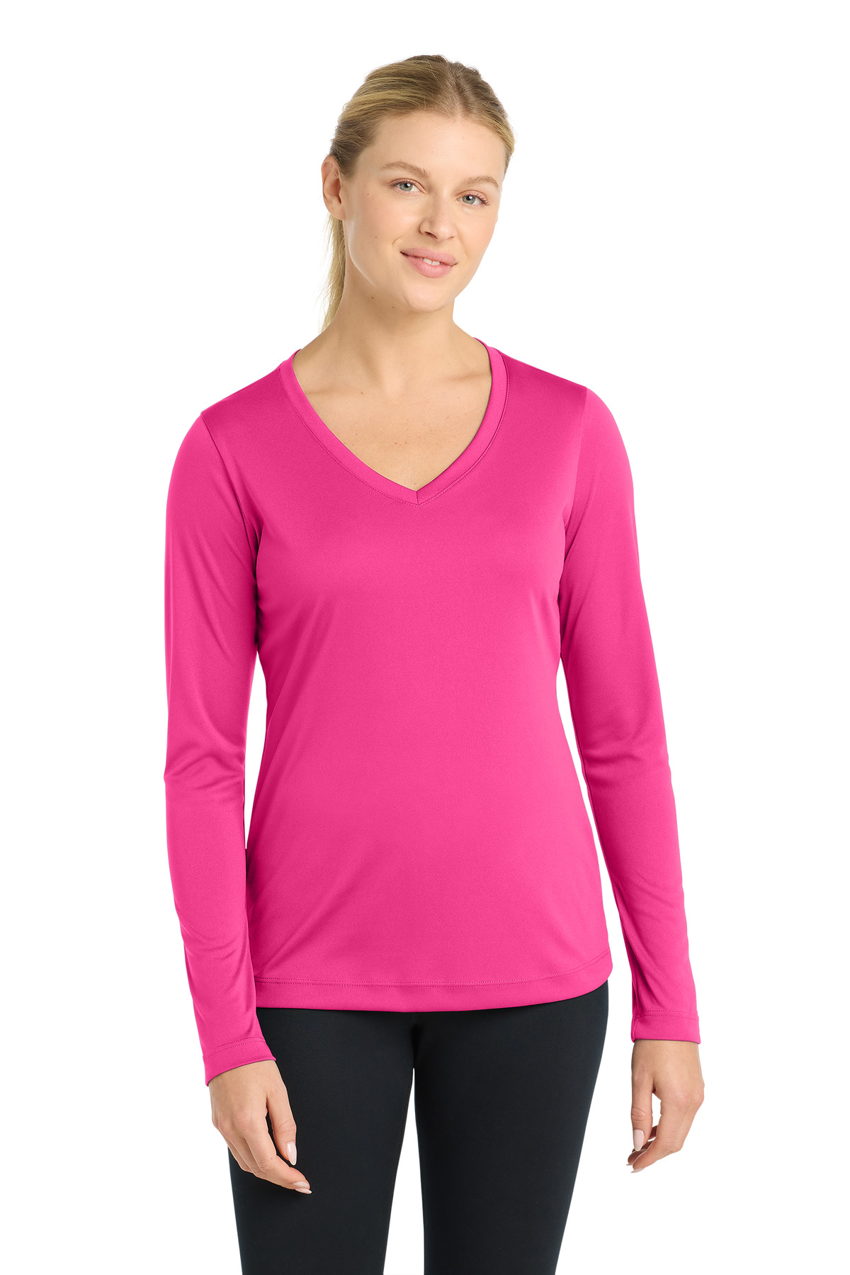 Sport-Tek Women's Long Sleeve PosiCharge Competitor V-Neck Tee. LST353LS