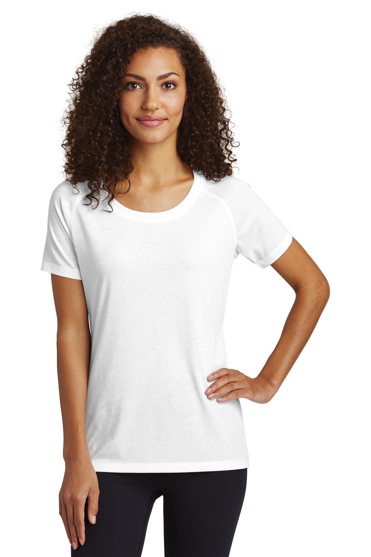 Sport-Tek  Women's PosiCharge  Tri-Blend Wicking Scoop Neck Raglan Tee. LST400