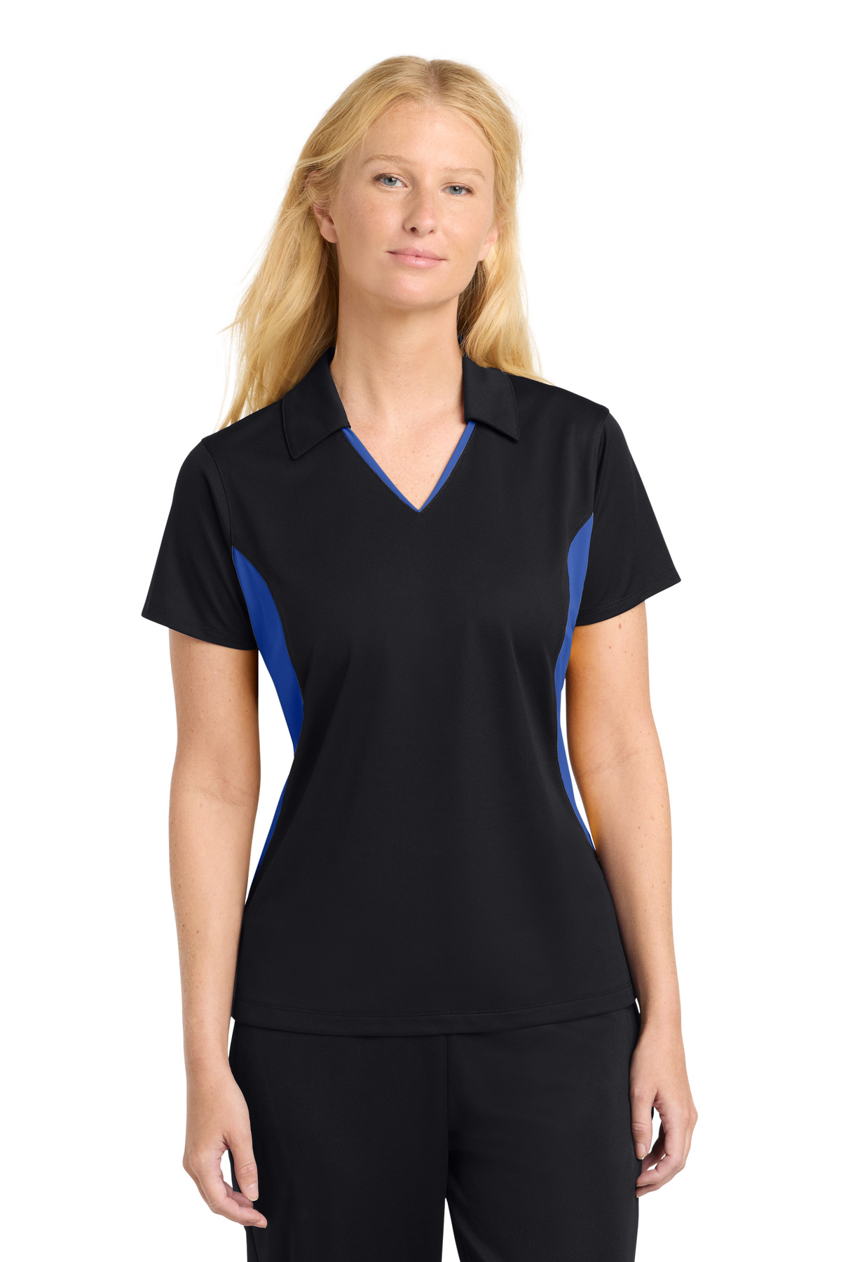 Sport-Tek Women's Side Blocked Micropique Sport-Wick Polo. LST655