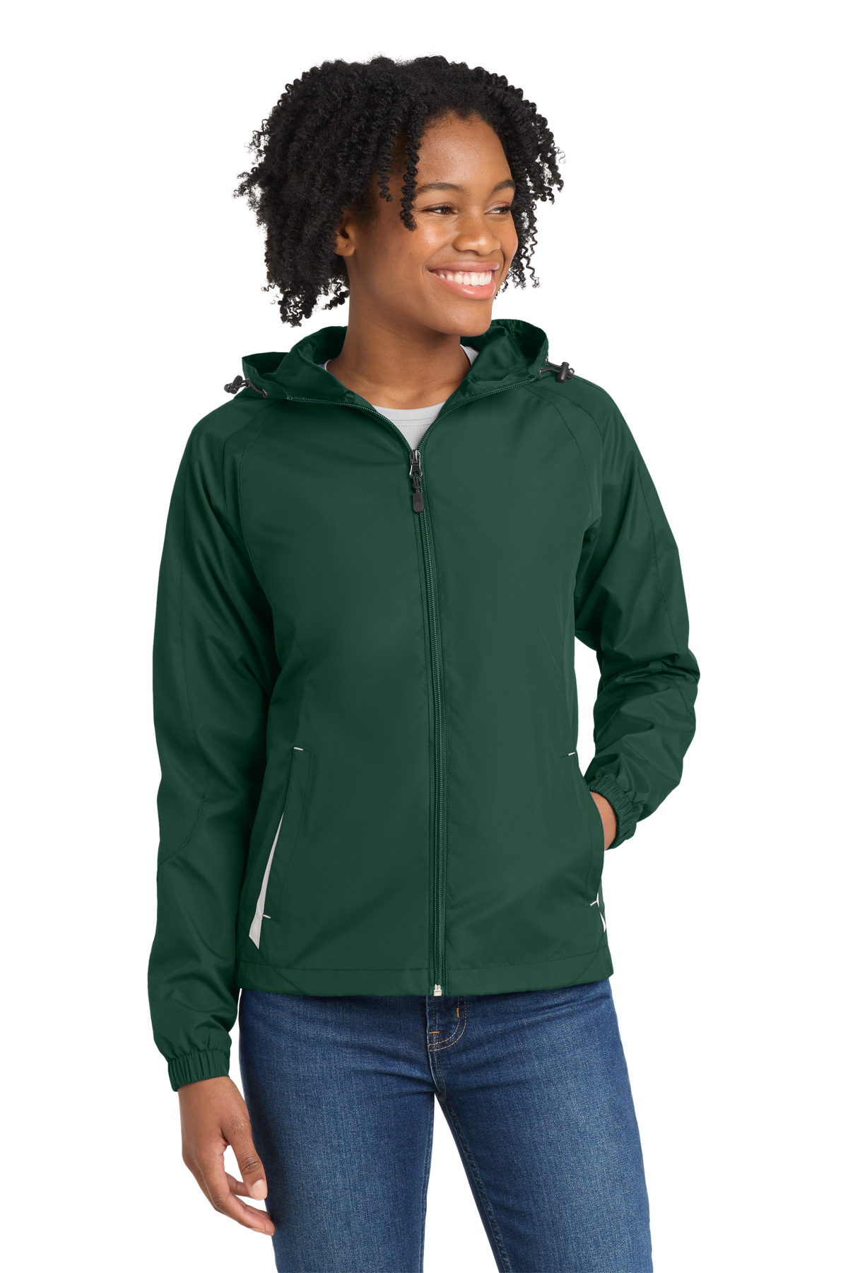 Sport-Tek Women's Colorblock Hooded Raglan Jacket. LST76