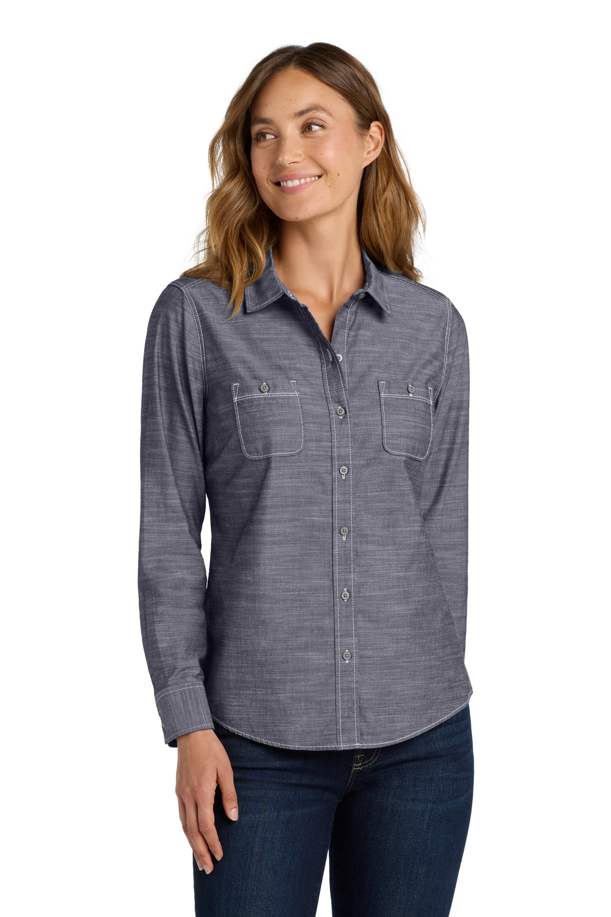 Port Authority Women's Slub Chambray Shirt. LW380