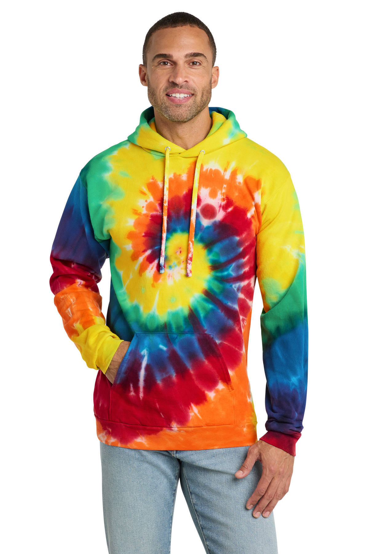Port & Co Tie-Dye Pullover Hooded Sweatshirt. PC146