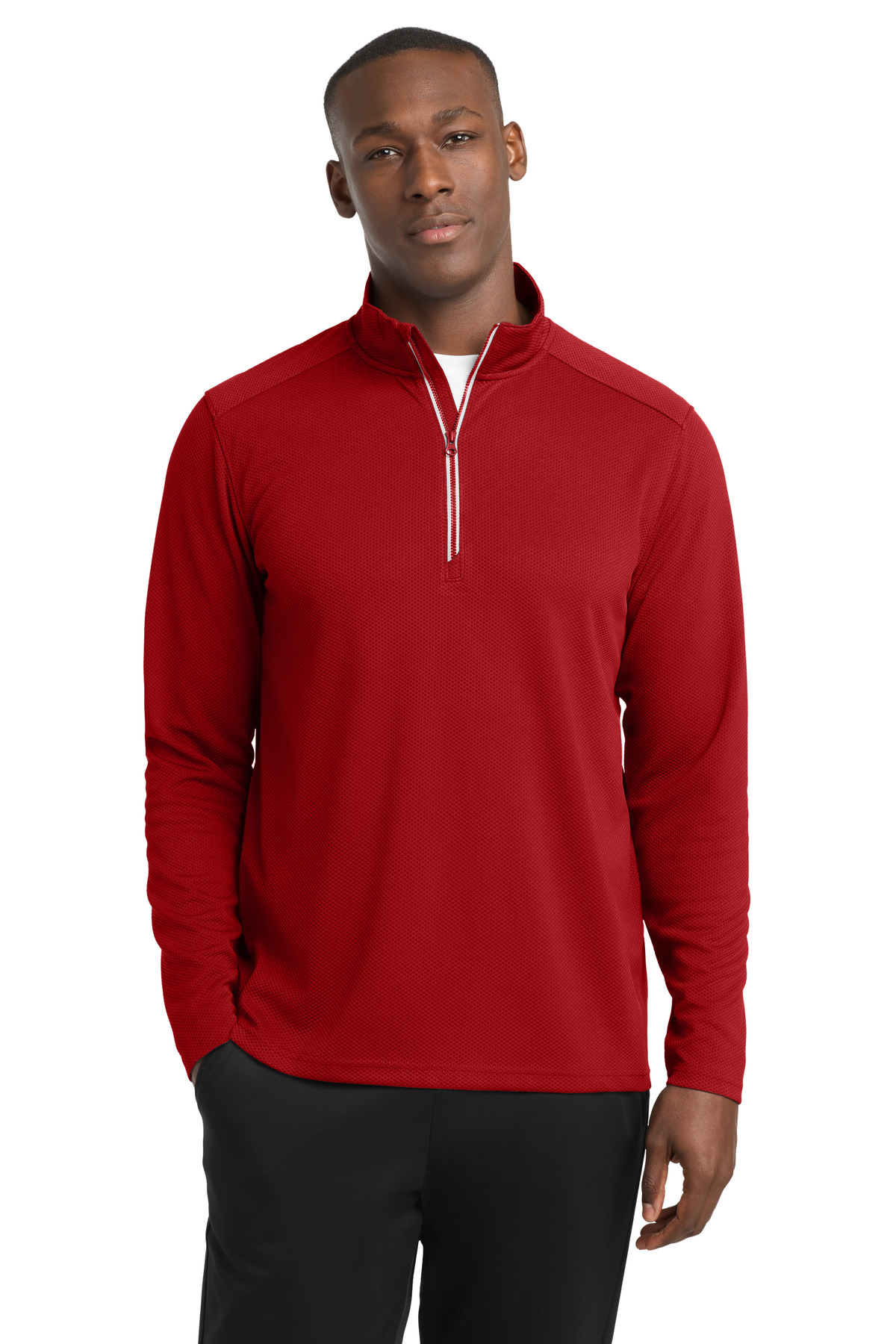 Sport-Tek Sport-Wick Textured 1/4-Zip Pullover. ST860